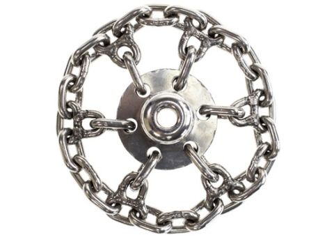 4" Cyclone PVC Chain, 3/8" Shaft for use in cleaning existing pipes with a Picote Miller system. 