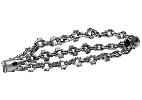Picote Tiger drill chain, 5-6" - 3/8" shaft used for cutting through roots and partially collapsed liners in cast iron pipe using a Picote Miller system. 
