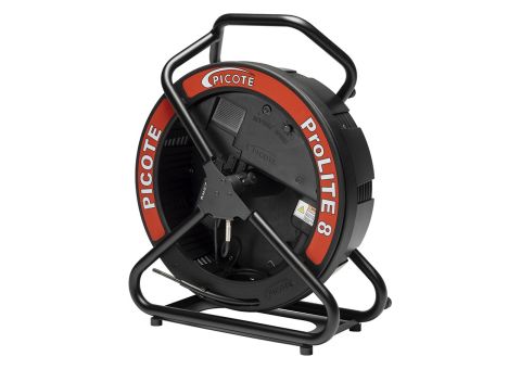 Picote ProLite 8 Miller cordless pipe cleaning machine with 1/3 inch shaft designed for cleaning and descaling 2 to 4 inch pipes using chains, sweepers, and accessories