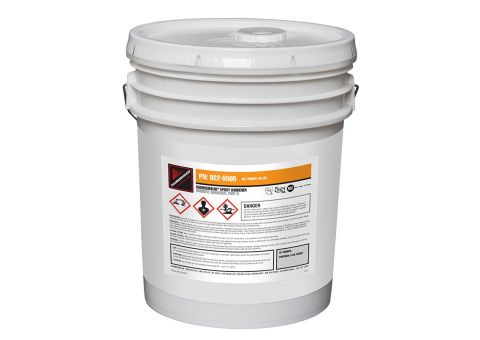 White five gallon pail with white top containing ambient epoxy hardener