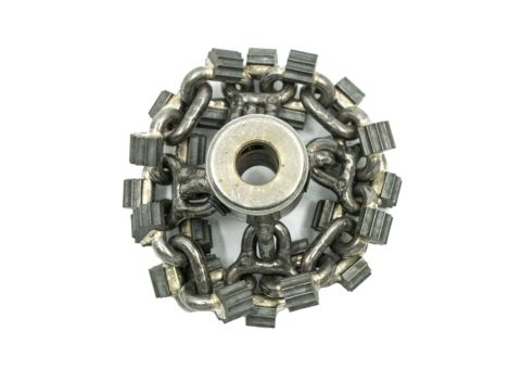 PREMIUM CYCLONE CHAIN, 4", 1/2" SHAFT for use in cleaning or descaling pipes with a Picote miller system. 