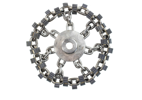 PREMIUM CYCLONE CHAIN, 6", 1/2" SHAFT for use in cleaning or descaling pipes with a Picote miller system. 