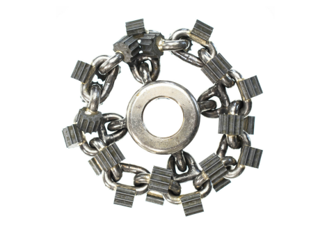 PREMIUM CYCLONE CHAIN, 4", 3/4" SHAFT for use in cleaning or descaling pipes with a Picote miller system. 