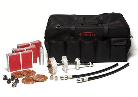 Picote 6 inch Pro Cutting Kit with Smart Cutter components, Twister tools, multiple drill heads, grinding panels, and accessories for 1/2 inch shaft cutting and reinstatement
