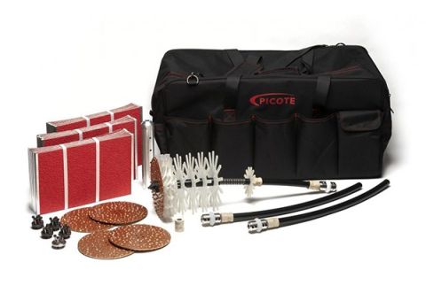 Picote 8 inch Pro Cutting Kit with Smart Cutter components, Twister tools, multiple drill heads, grinding panels, and accessories for 1/2 inch shaft cutting and reinstatement