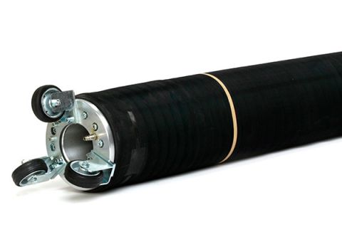 Adjustable wheel, flow through packer to install point repairs in sewer, drain or storm water applications. 