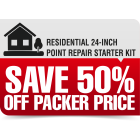 Callout showing discount on packer of 50% when purchasing a starter kit. 