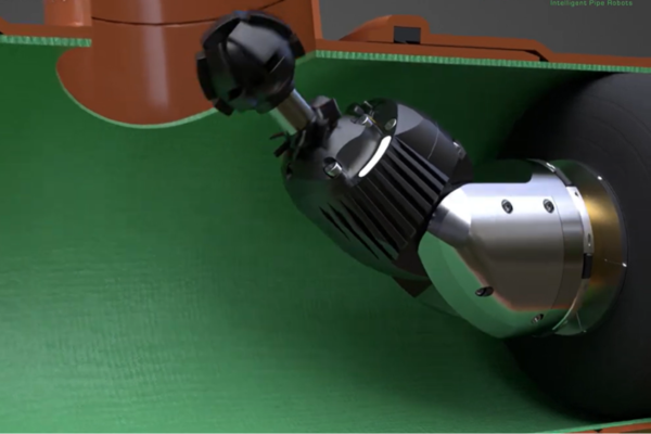 Animated Pipetronics eCutter Lateral reopening a service connecting using its milling head.