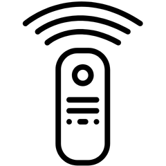 Remote control Icon with wireless signal waves.